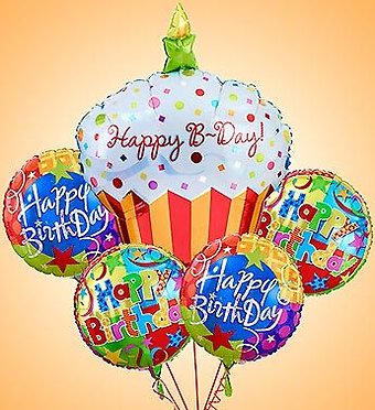 Happy Birthday Cupcake Mylar Bundle