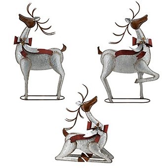 Set of 3 Large Galvanized Reindeer Display