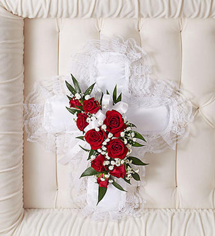 Red & White Satin Cross