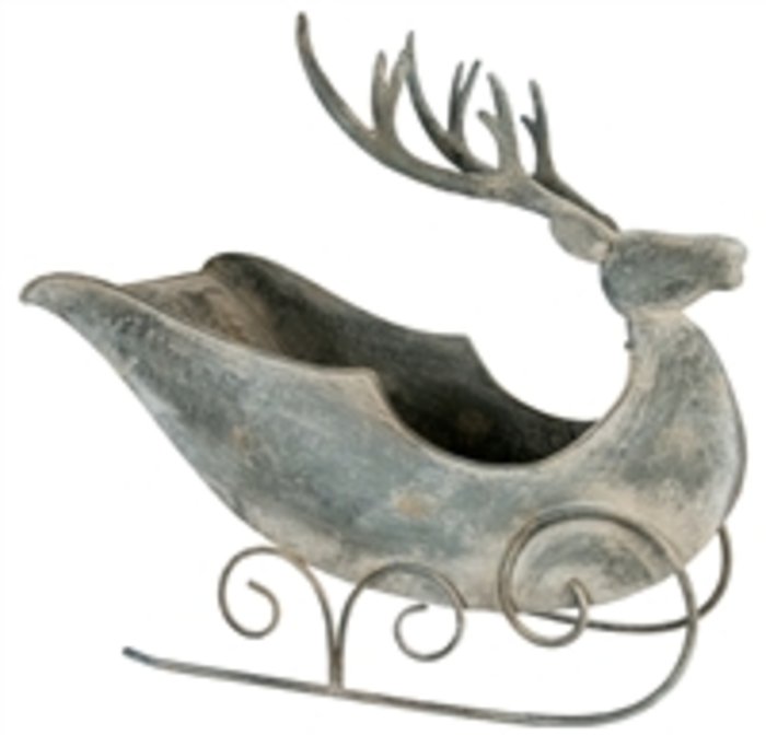 Large Metal Gray Deer Sleigh