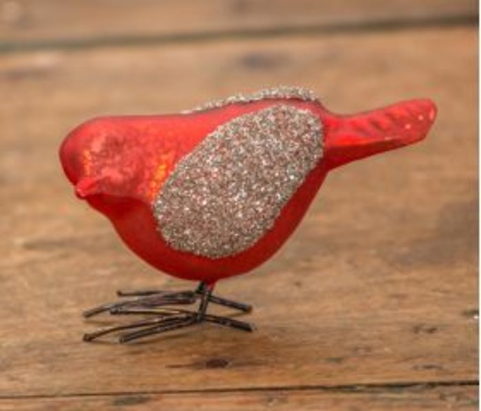 Red Bird With Glitter Wings