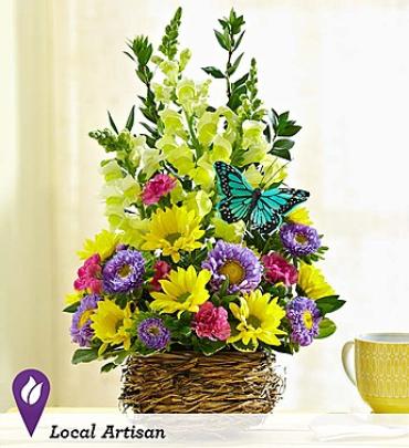 Springtime Birds Nest of Flowers