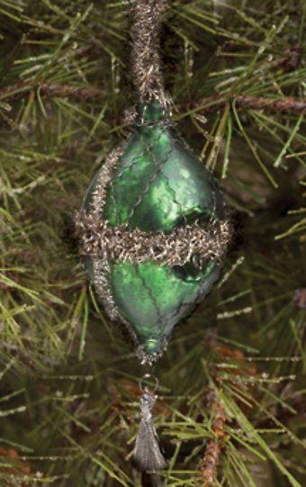 Green Wire & Tinsel Wrapped Ornament