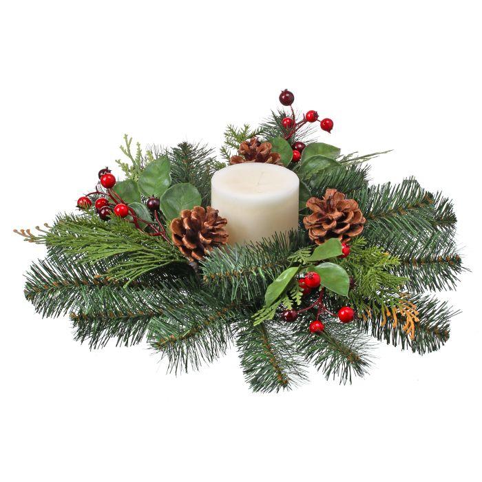 Berry Mix Pine Candle Ring