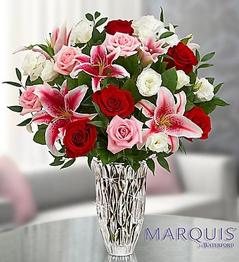 Marquis by Waterford Red Rose and Lily Bouquet