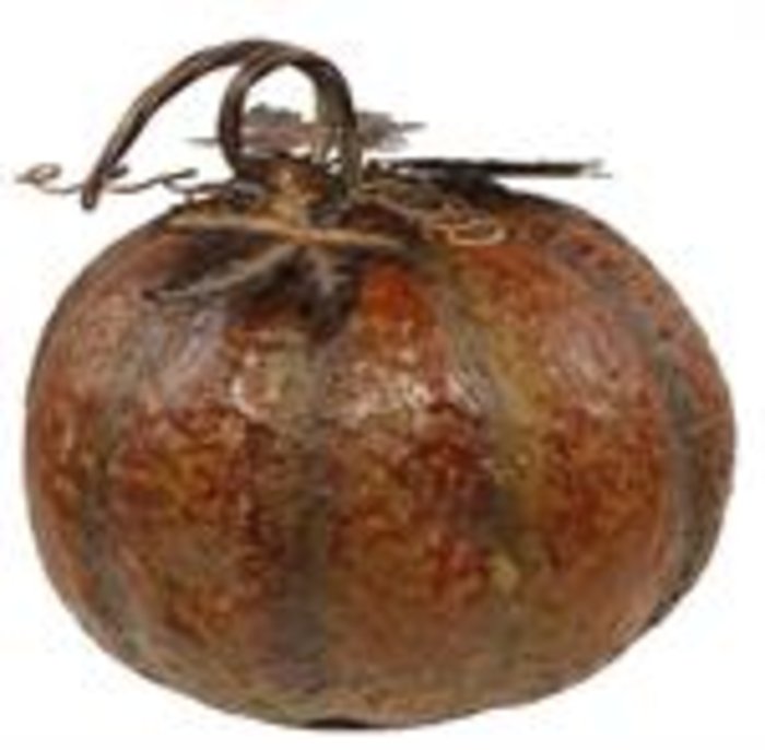 Tin Pumpkin with Curly Stem