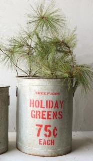 Large Metal \"Holiday Greens\" Bucket