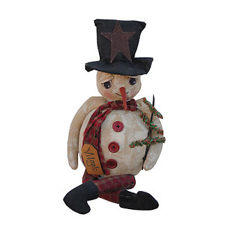 Magic snowman holding a feather tree
