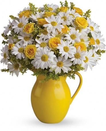Teleflora\'s Sunny Day Pitcher of Daisies Deluxe