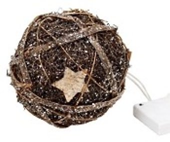 6in Glitter Rattan Ball With Stars