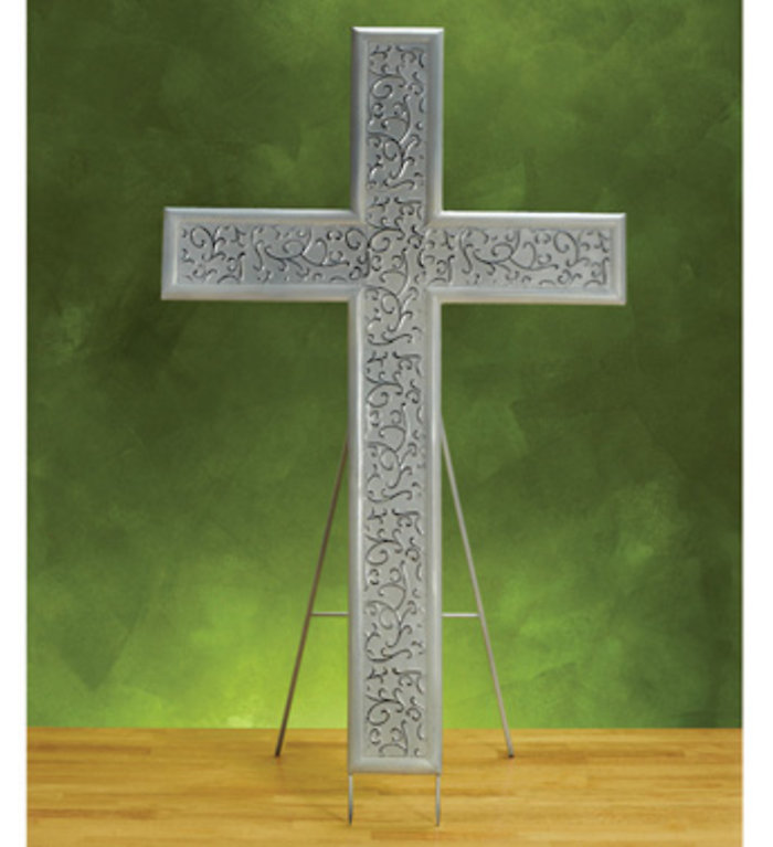 White Sympathy Cross with Easel