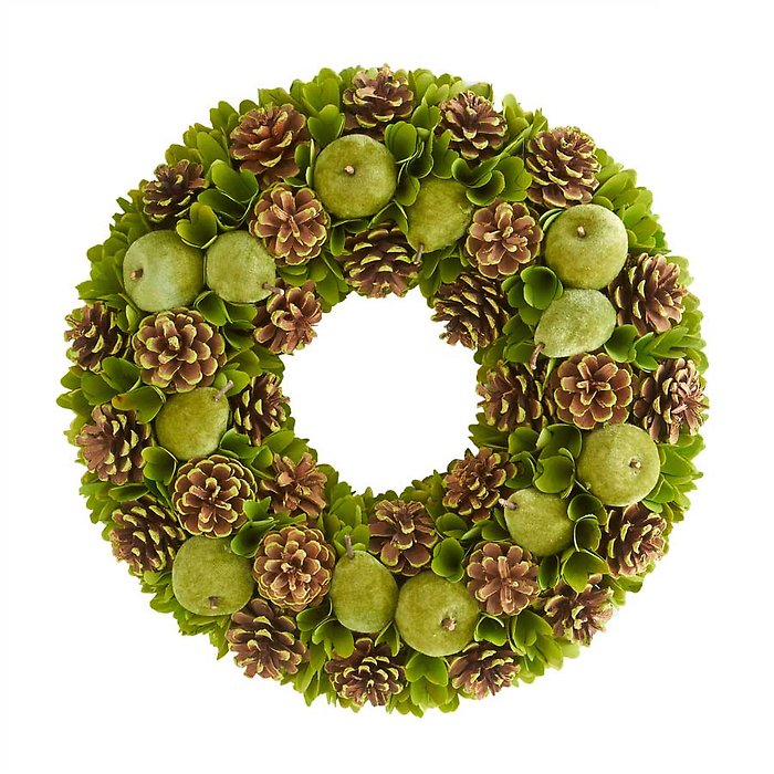 18 lnch Green Apple & Pinecone Wreath