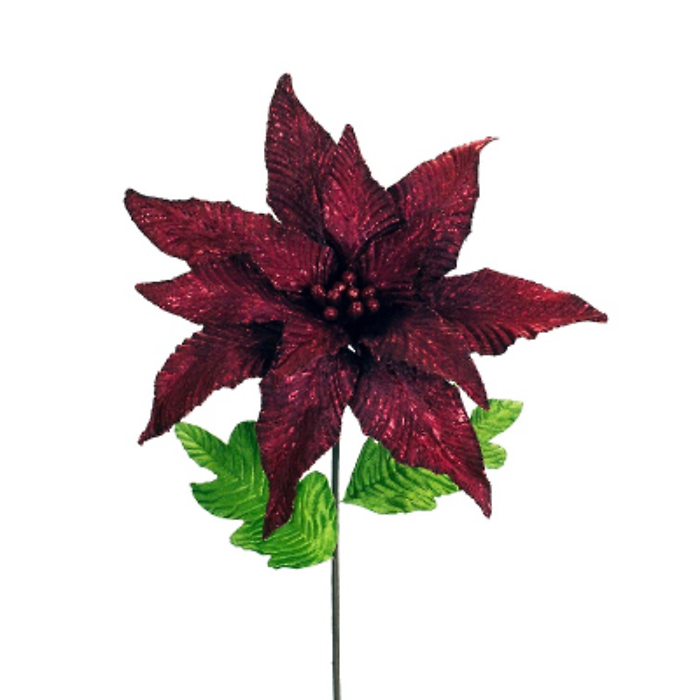 Burgandy Metallic Poinsettia Stem