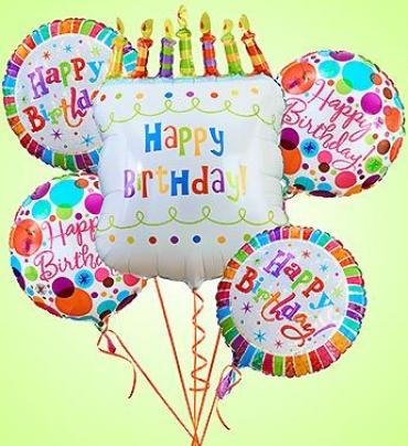 Big White Birthday Cake Mylar Bundle