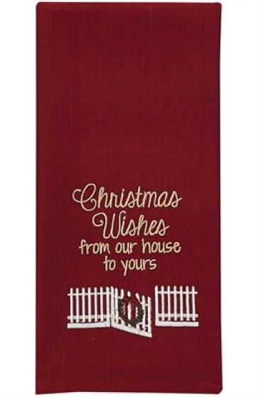 Christmas Wishes Embroidered Dishtowel