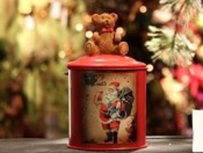 Candy Jar With Holiday Teddy Bear