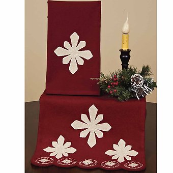 Snowflakes Barn Red Runner