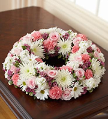 Cremation Wreath-Pink & White