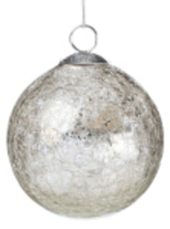 Ball Crackle Ornament in Silver 4694
