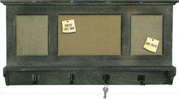 Wooden Shelf Message Boards With Hooks