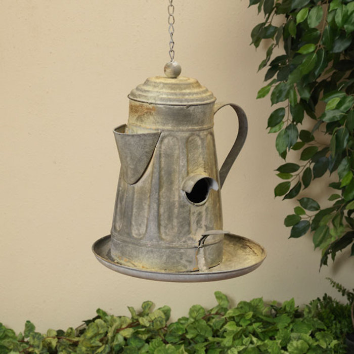 Metal Coffee Pot Birdhouse