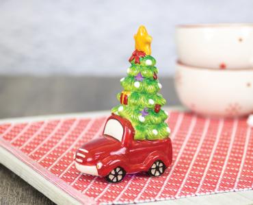 Table top Red Truck with Tree