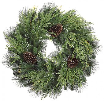 24\" Cone/Berry/Cedar Wreath