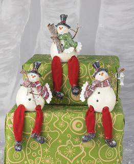 Scarved Snowmen with Fabric Legs