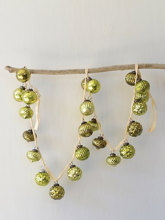 Embossed Mercury Glass Ball Ornament Garland