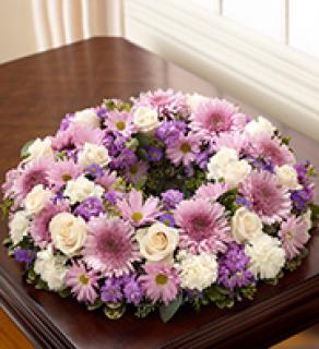 Cremation Wreath-Lavender & White