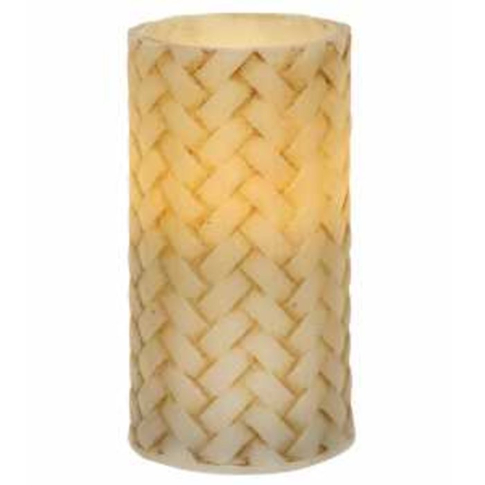 Basketweave Battery Pillar Candle