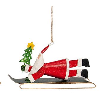 7\" Santa on Sled with Banner Ornament