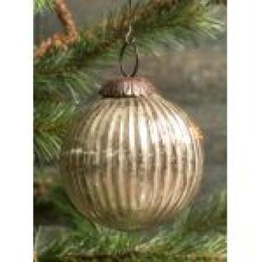 Ribbed Silver Kugel Ornament