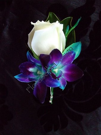 White Rose w/ Blue Orchids