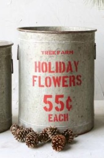 Medium Metal \"Holiday Greens\" Bucket