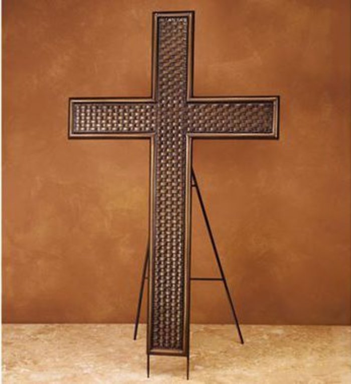 Large Metal Cross on Easel