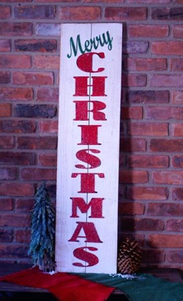 Rustic Vertical Merry Christmas Sign