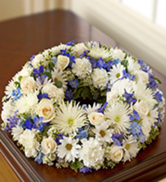 Cremation Wreath-Blue & White