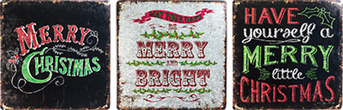 Assorted Shimmery Holiday Signs