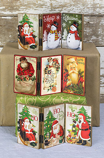 Santa Snowman Tri-Fold Tabletop 3 Asst